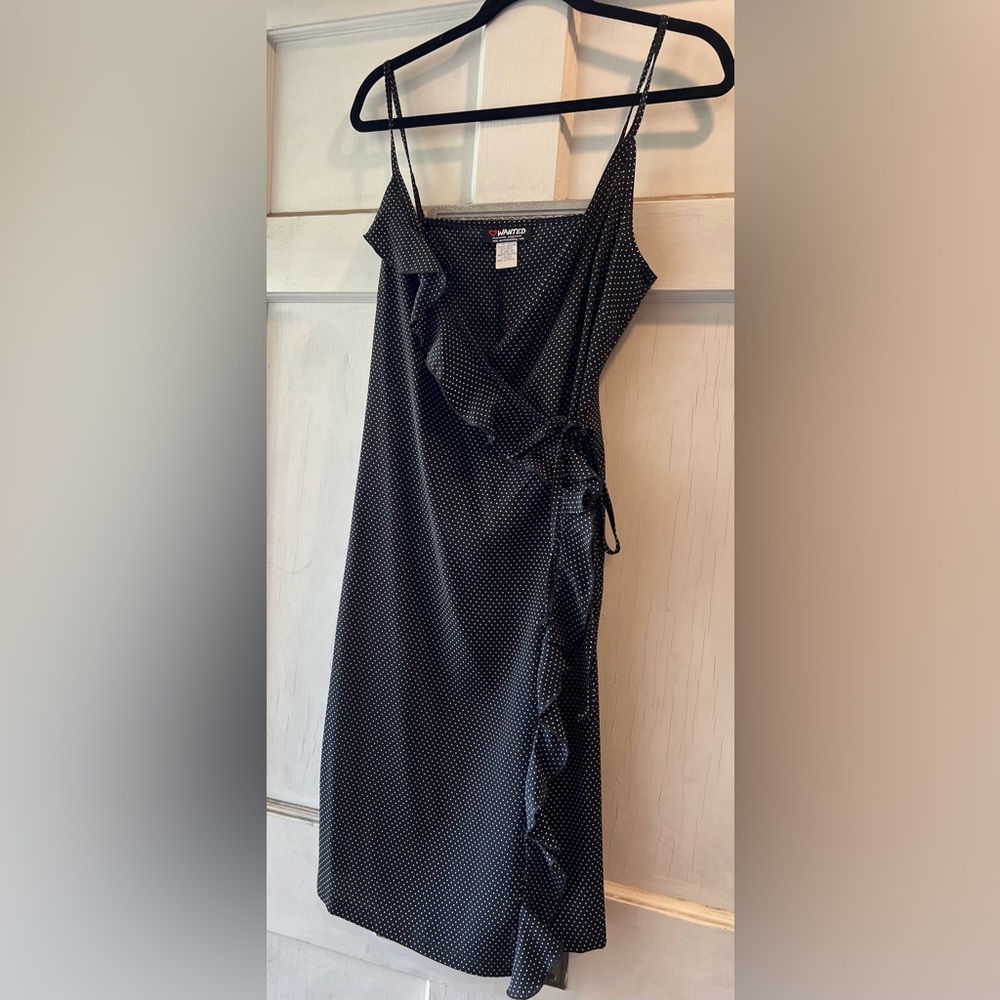 Wanted Black Polka Dot Midi Dress